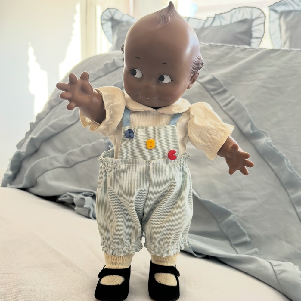 Charming Doll with Cream Shirt and Blue Overalls